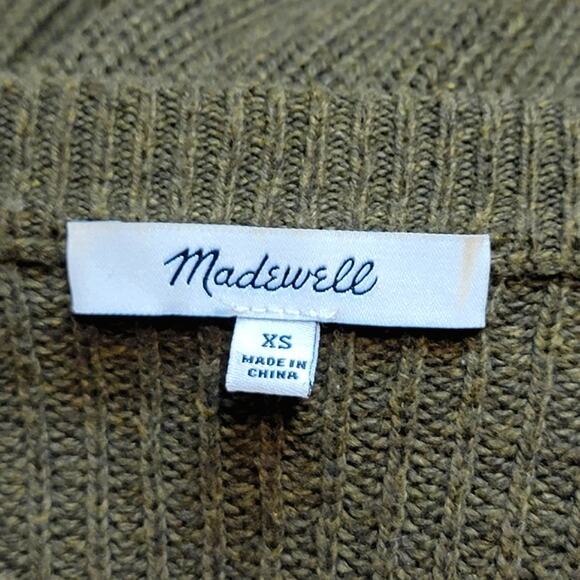 Madewell Olive Green Crew Neck Pullover Sweater Ribbed Knit Cozy Classic XS - Picture 11 of 14